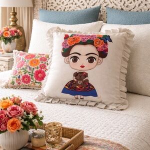 Floral Frida Kahlo Pillow. FINAL $58
